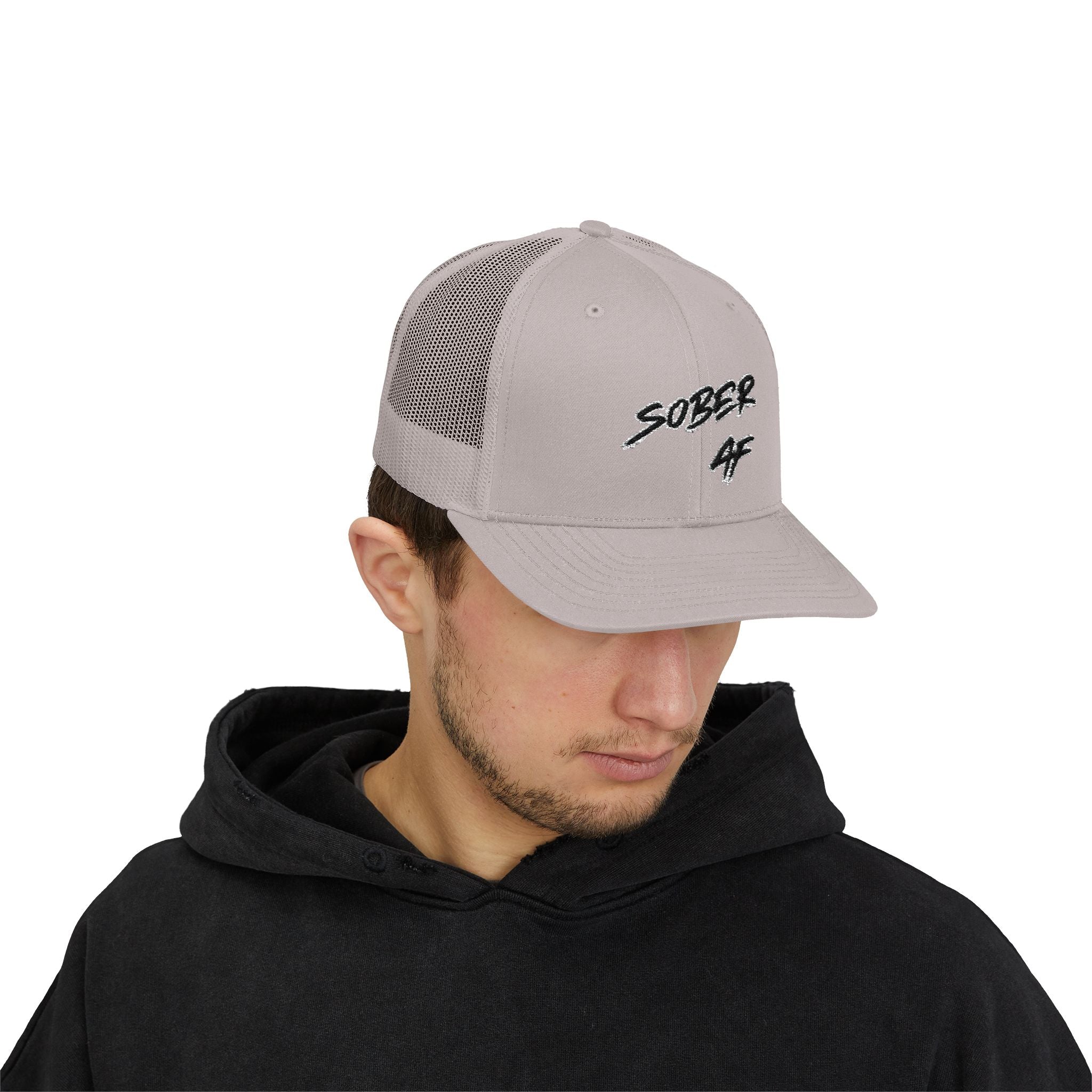 Sober AF Snapback Trucker Cap — Recovery Pride Mesh Hat
