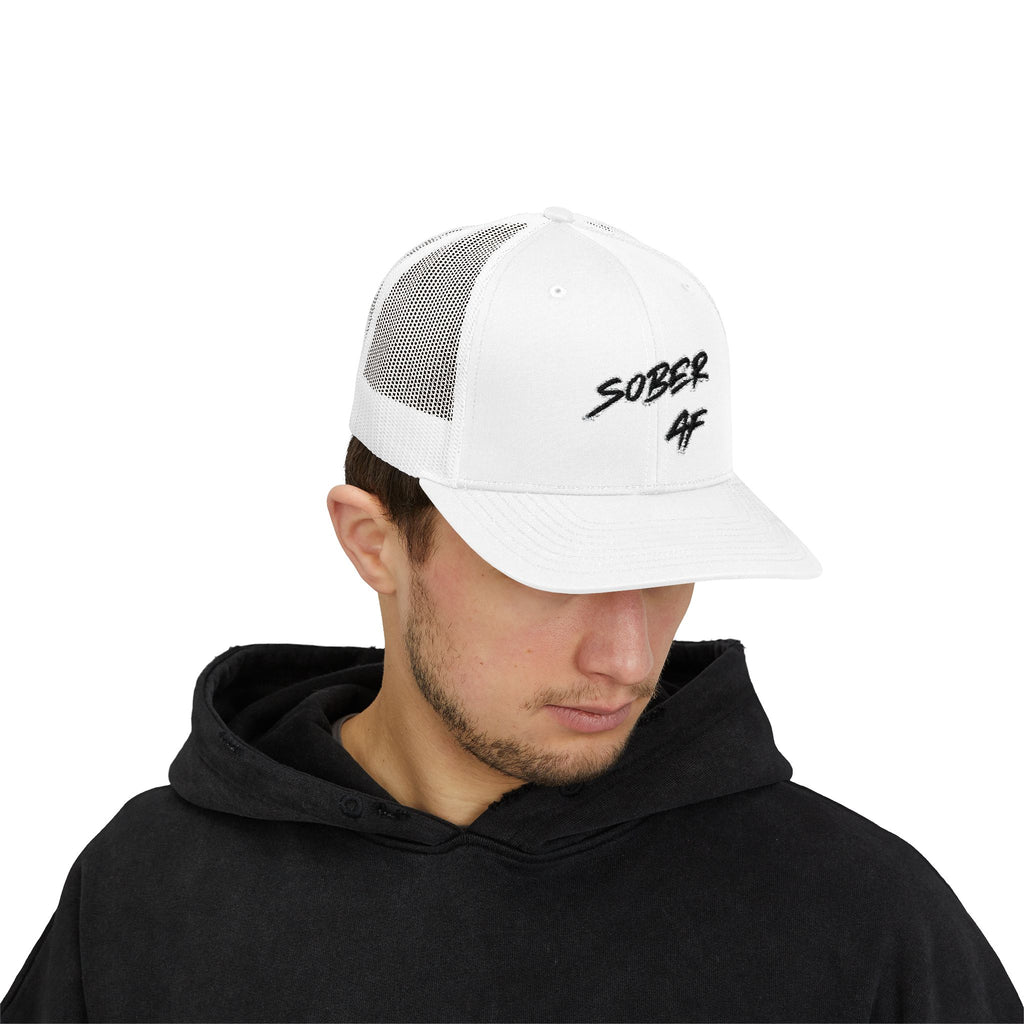 Sober AF Snapback Trucker Cap — Recovery Pride Mesh Hat