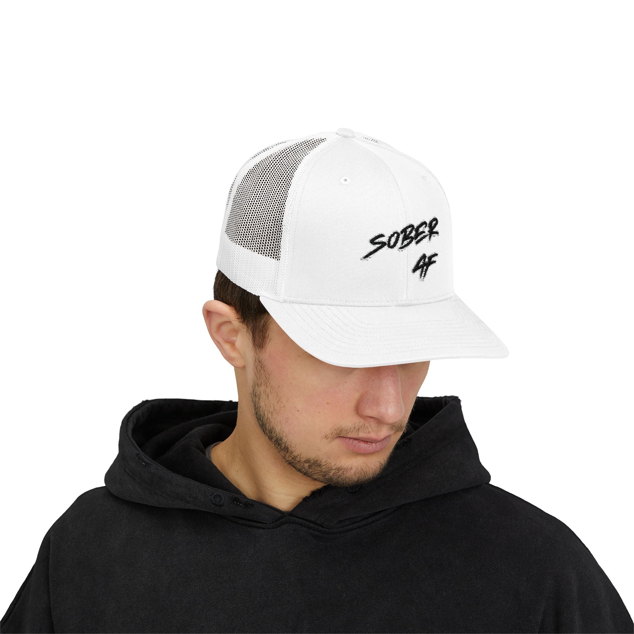 Sober AF Snapback Trucker Cap — Recovery Pride Mesh Hat