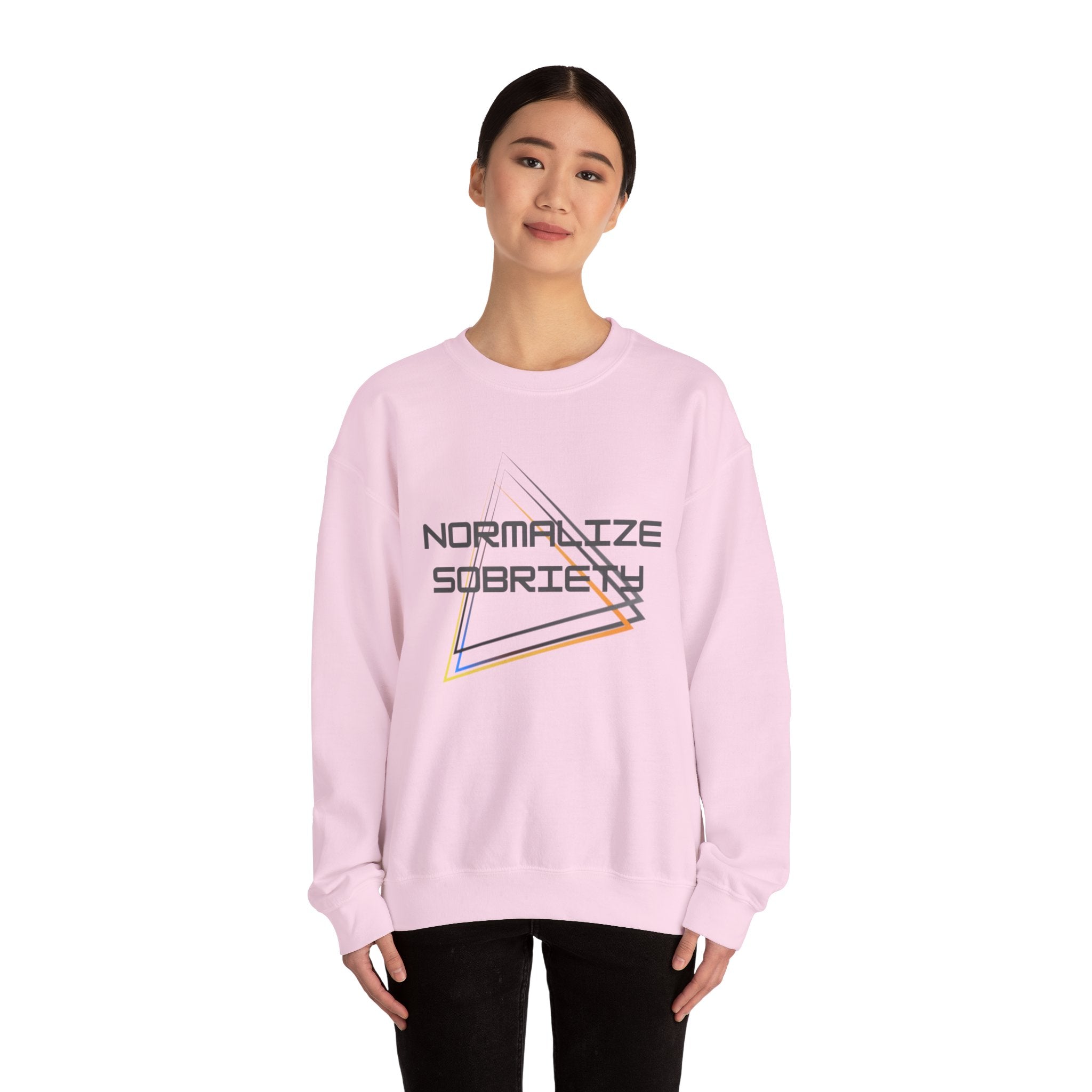 Normalize Sobriety Crewneck Sweatshirt — Retro Triangle Graphic
