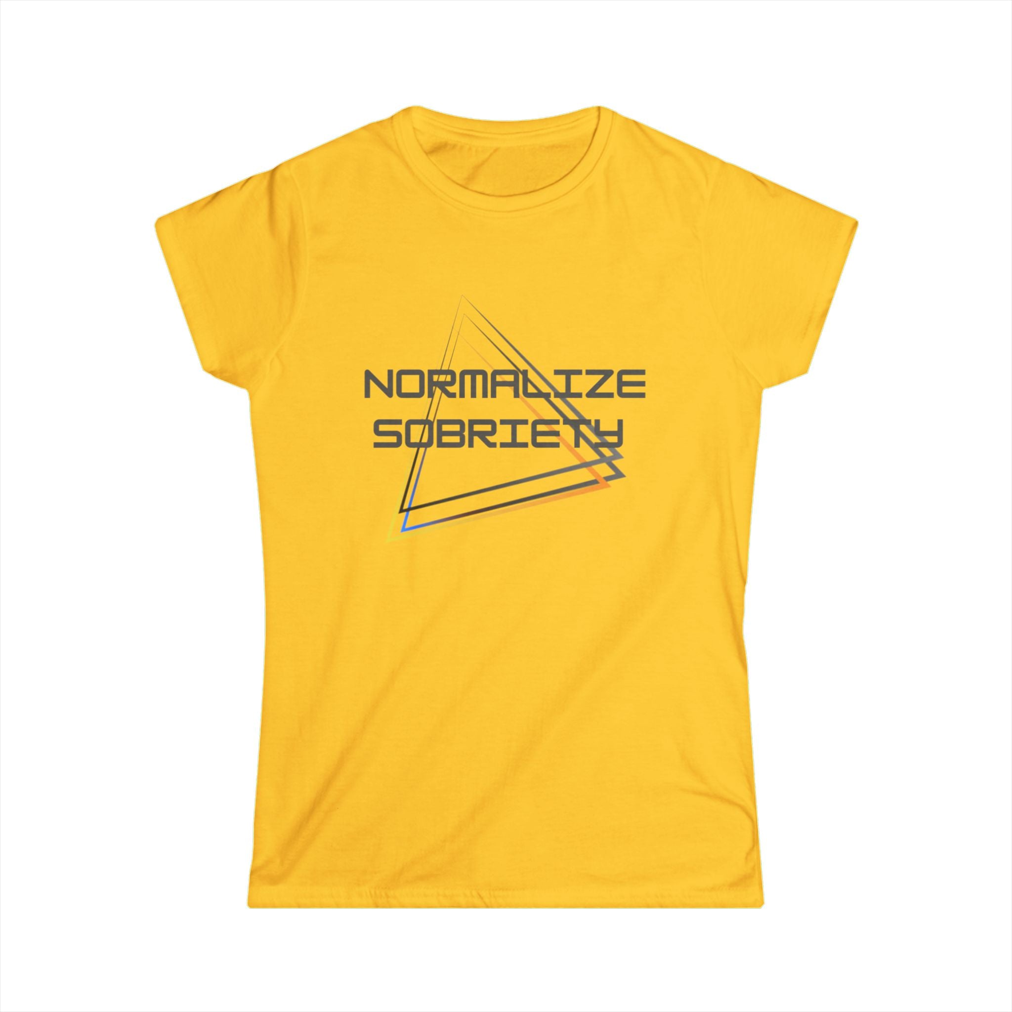 Normalize Sobriety Women's Tee — Retro Triangle Addiction Recovery Shirt