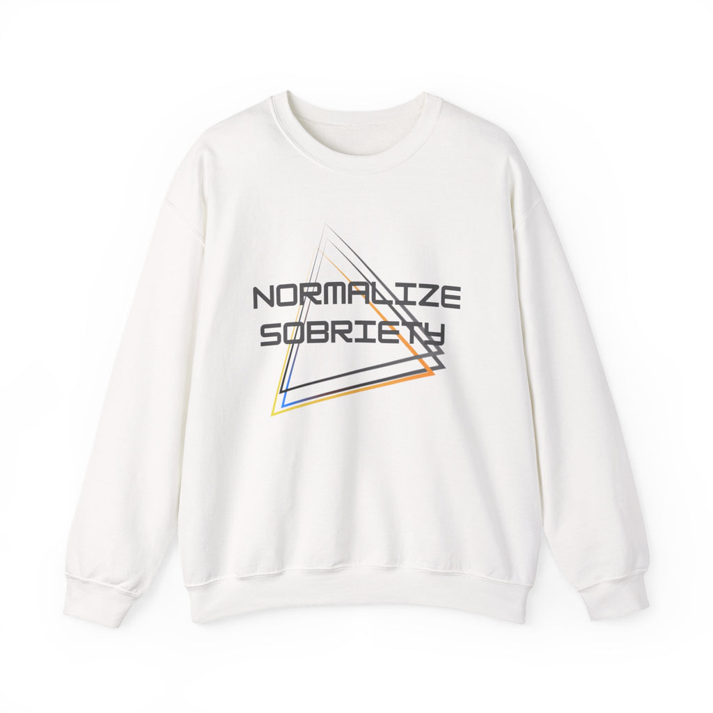 Normalize Sobriety Crewneck Sweatshirt — Retro Triangle Graphic
