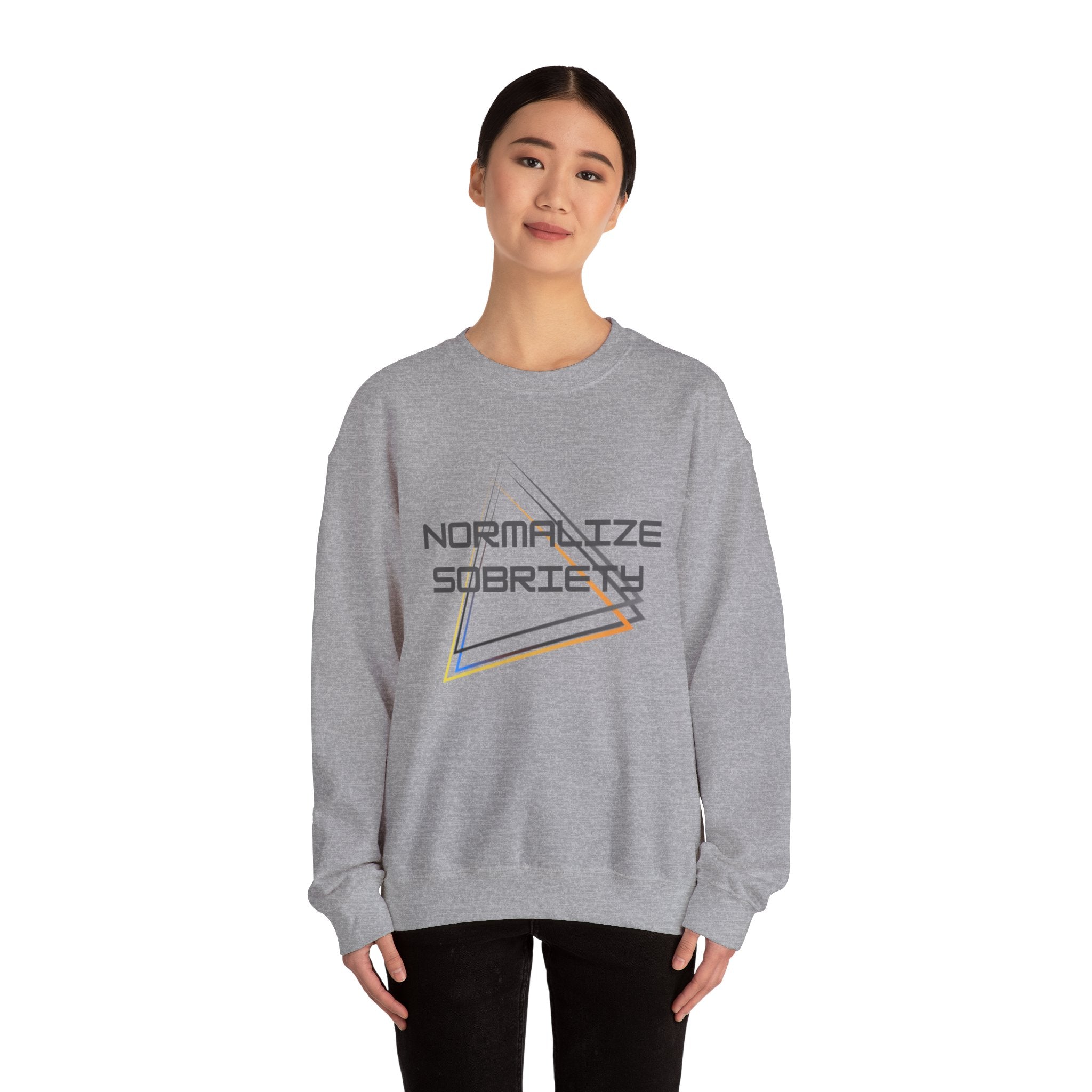 Normalize Sobriety Crewneck Sweatshirt — Retro Triangle Graphic