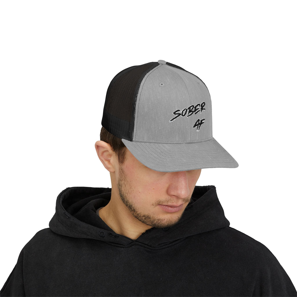 Sober AF Snapback Trucker Cap — Recovery Pride Mesh Hat