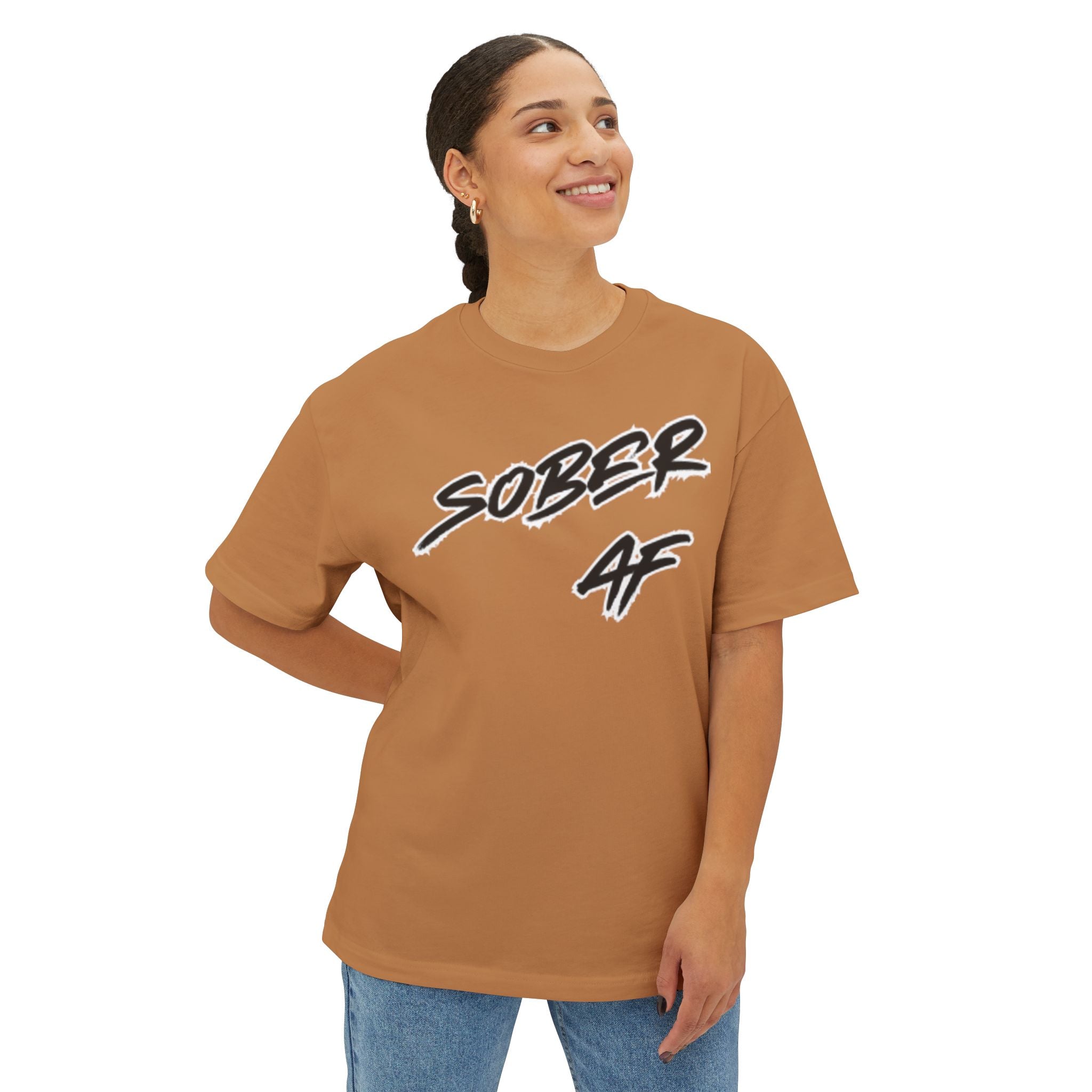 Sober AF Oversized Boxy Tee — Bold Recovery Statement Shirt