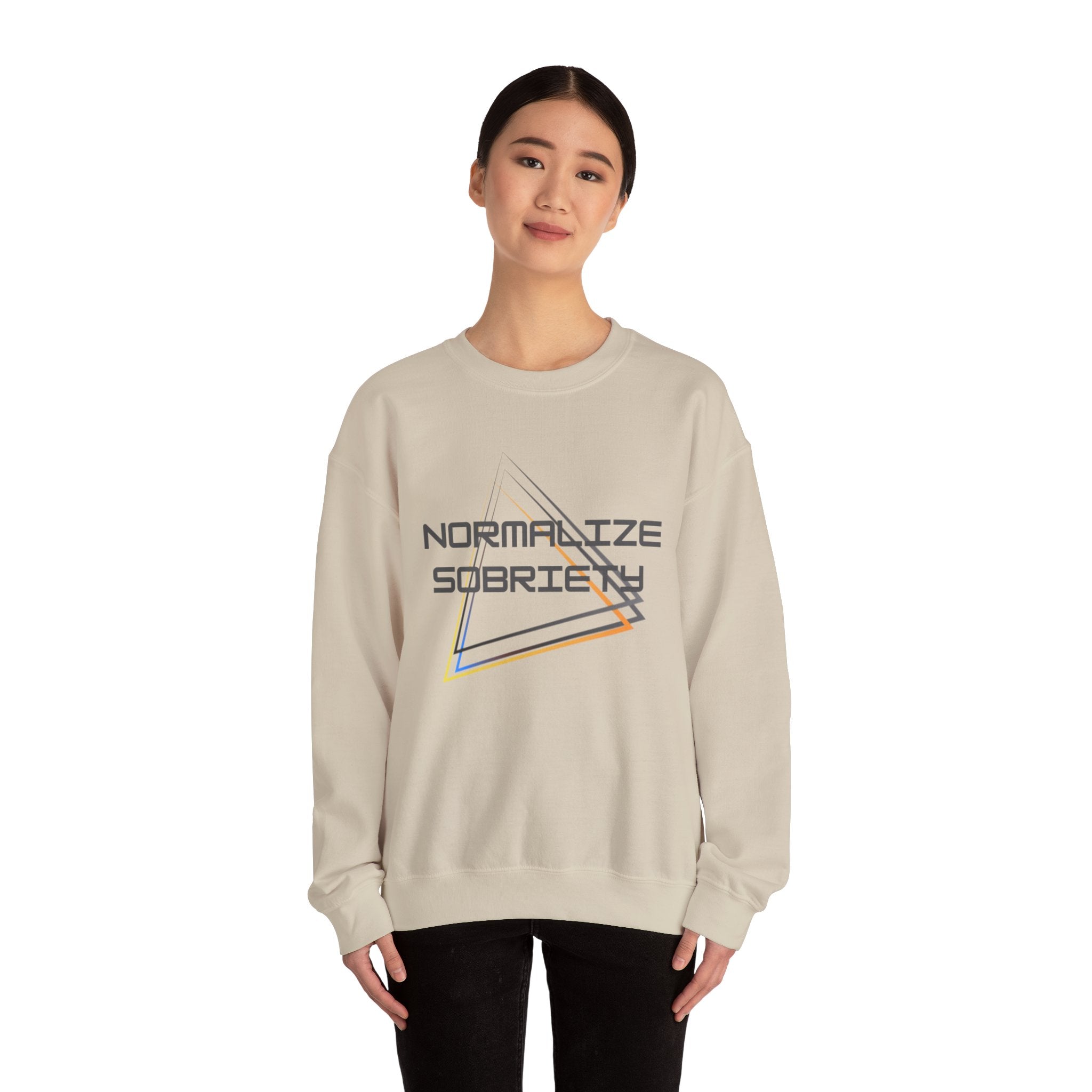 Normalize Sobriety Crewneck Sweatshirt — Retro Triangle Graphic