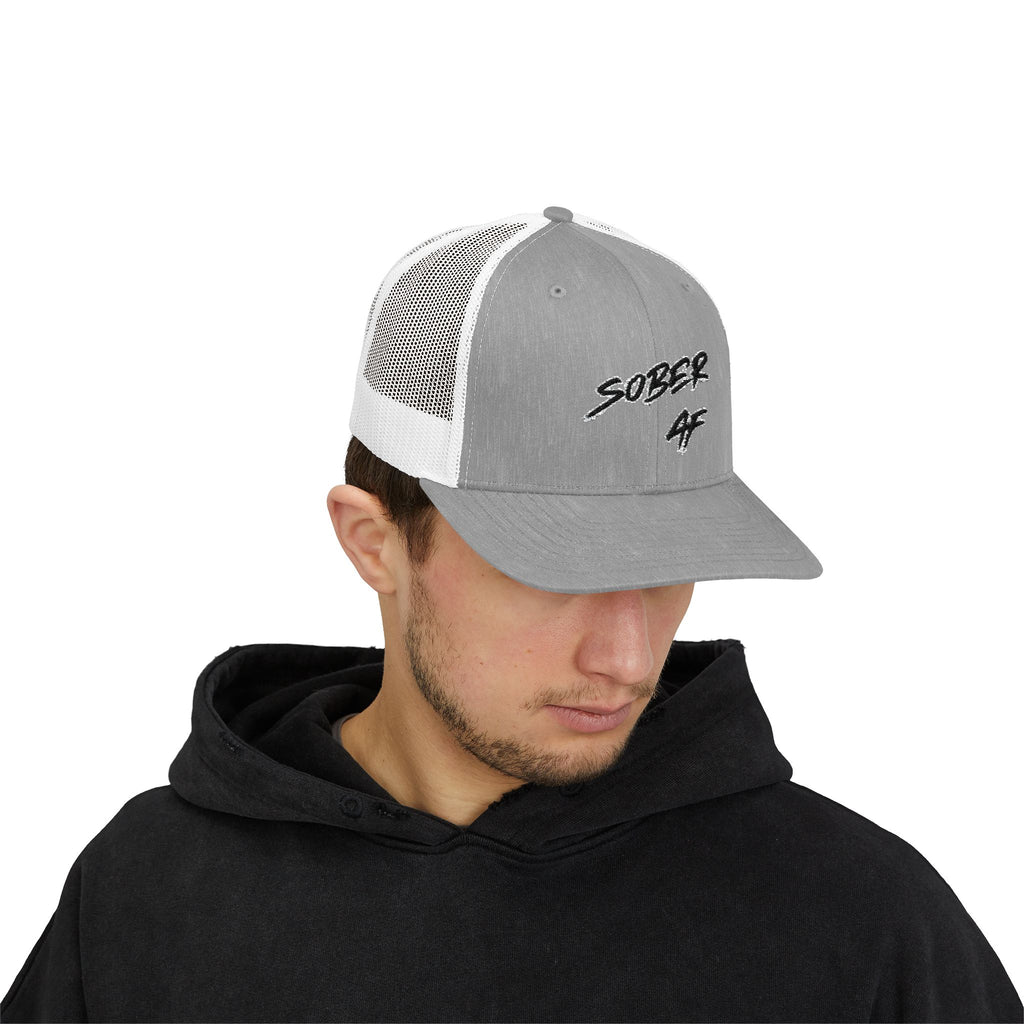 Sober AF Snapback Trucker Cap — Recovery Pride Mesh Hat