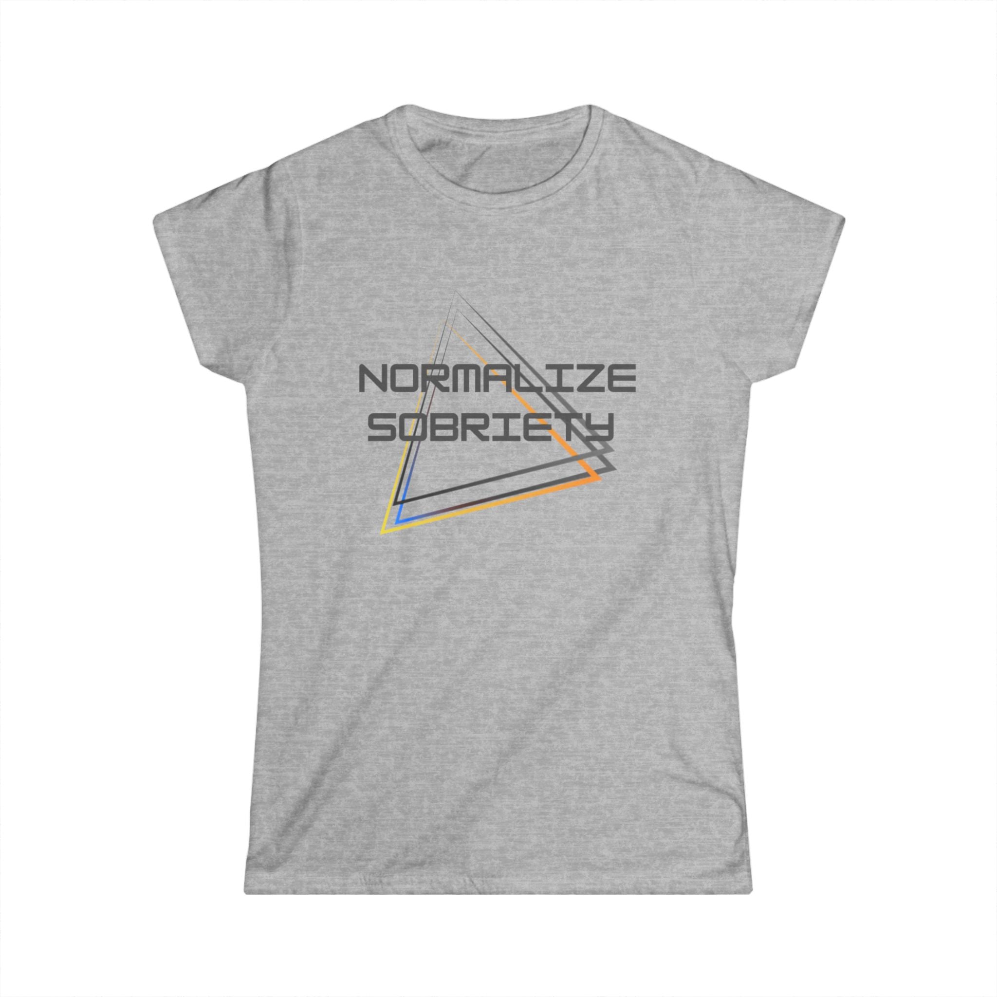 Normalize Sobriety Women's Tee — Retro Triangle Addiction Recovery Shirt