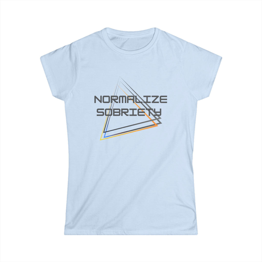 Normalize Sobriety Women's Tee — Retro Triangle Addiction Recovery Shirt