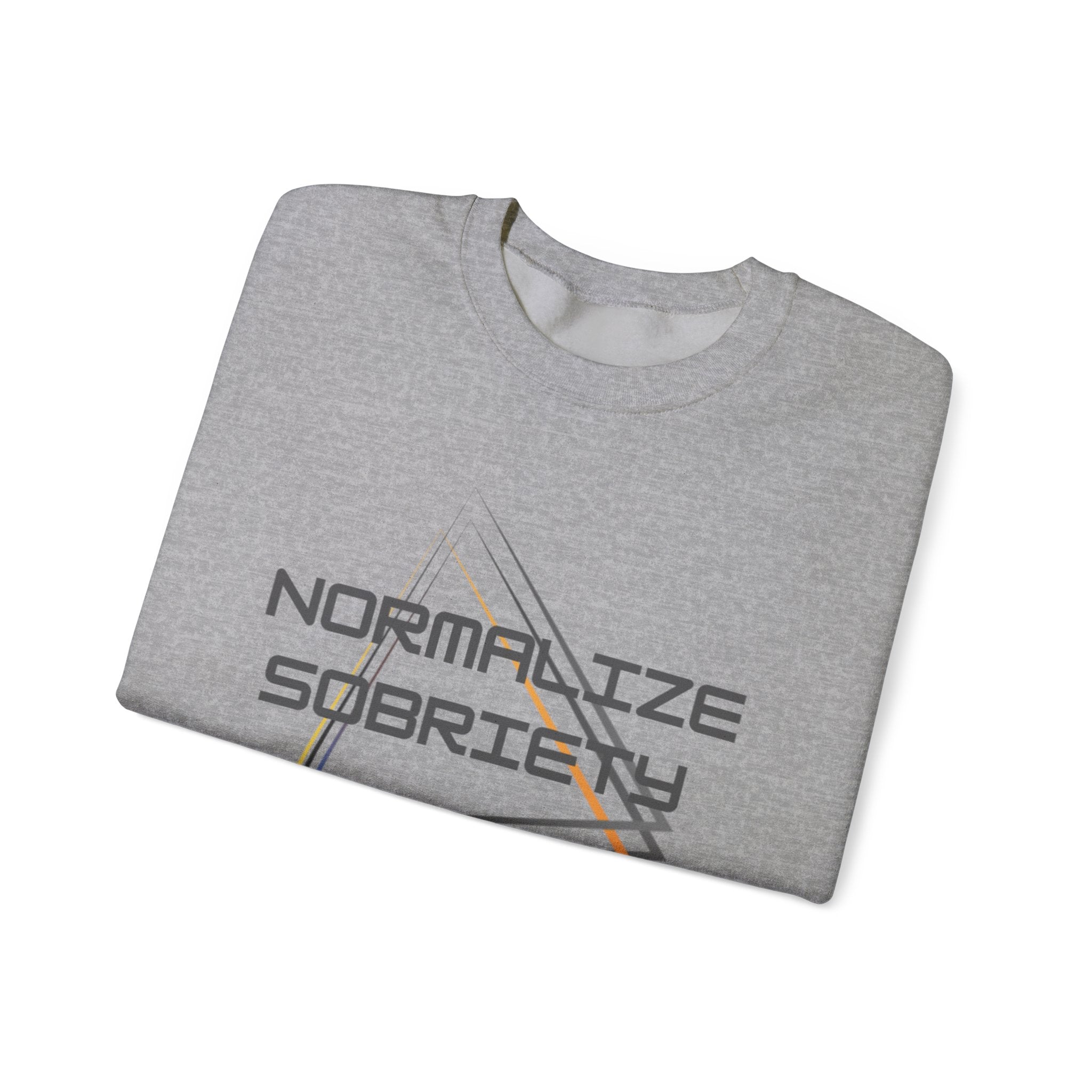 Normalize Sobriety Crewneck Sweatshirt — Retro Triangle Graphic