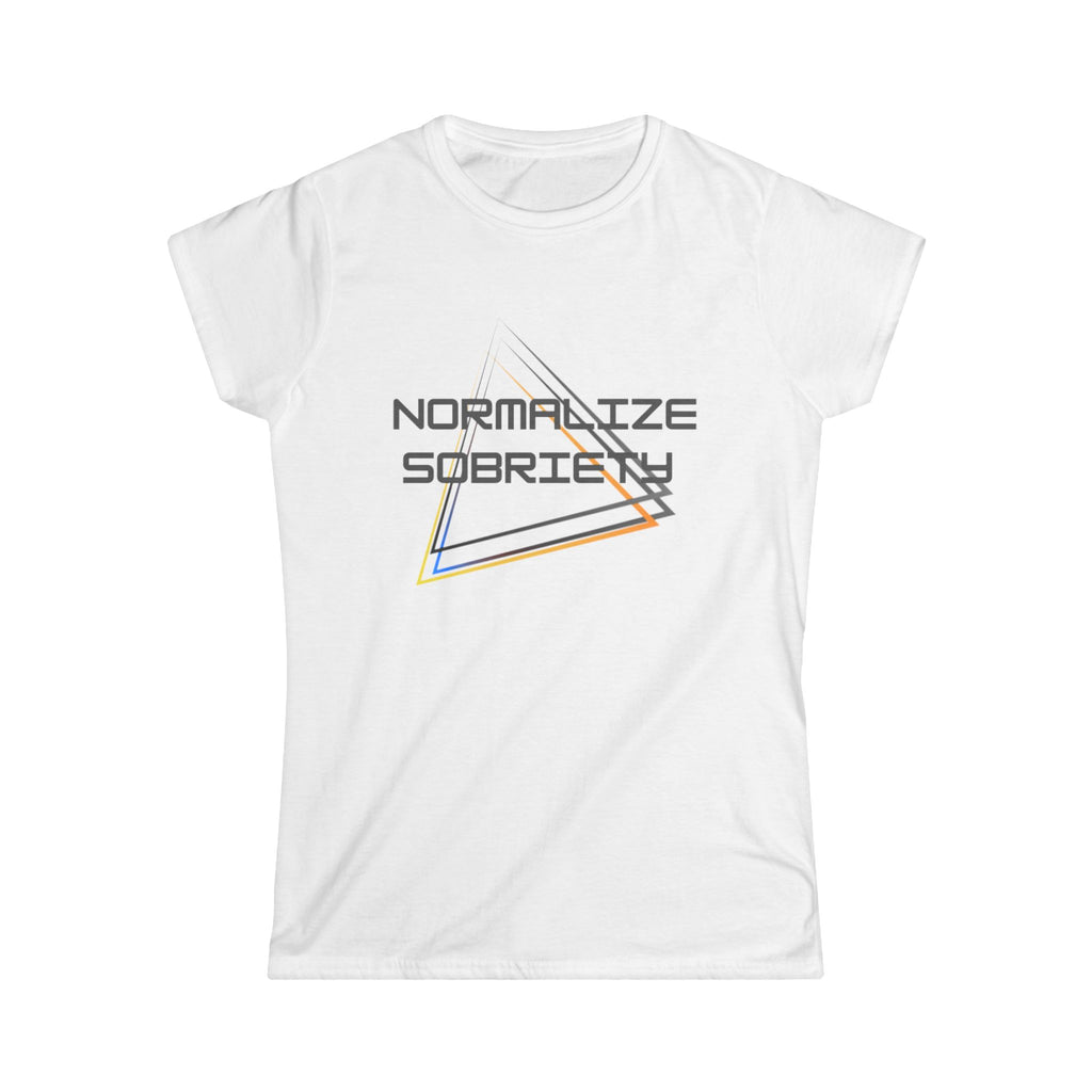 Normalize Sobriety Women's Tee — Retro Triangle Addiction Recovery Shirt
