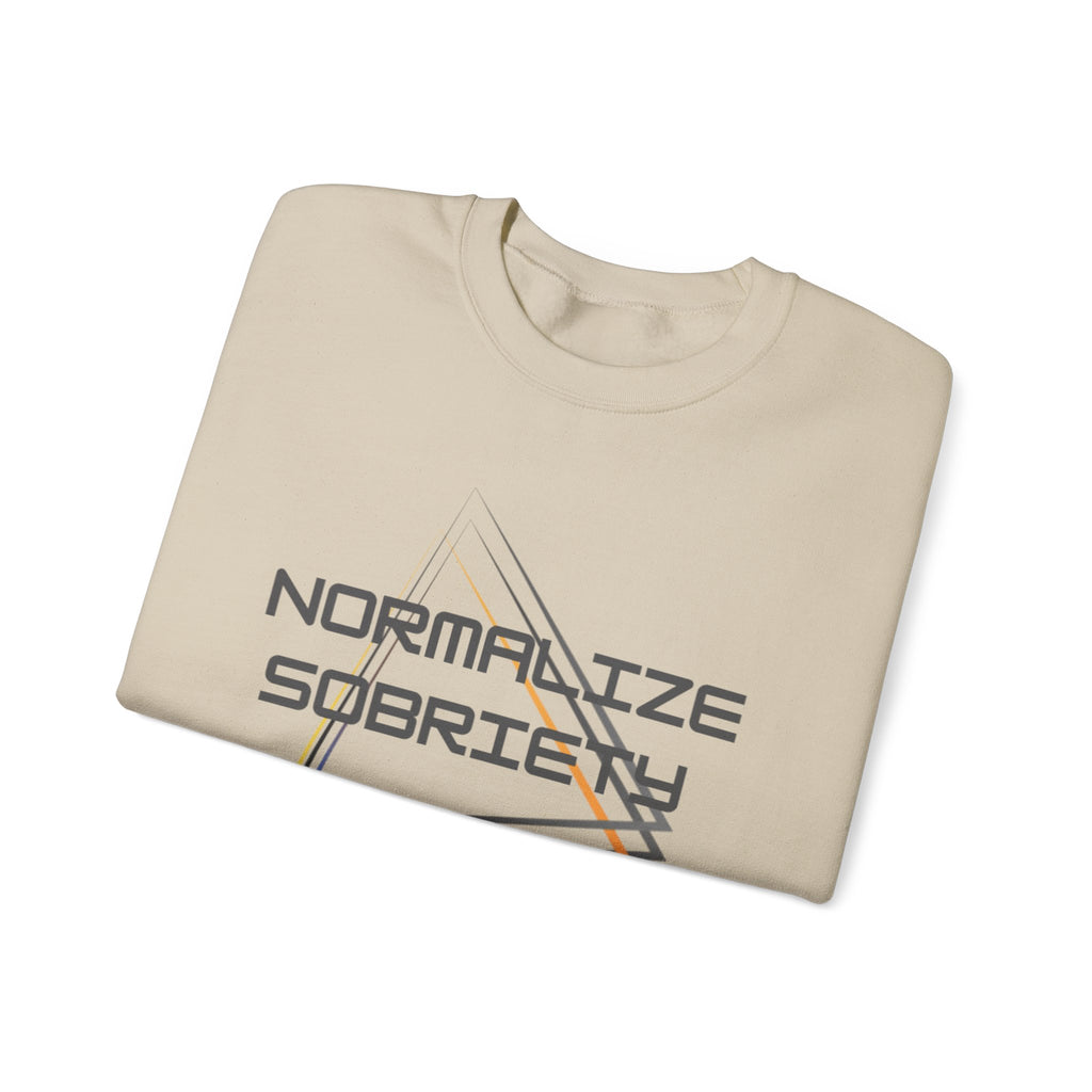 Normalize Sobriety Crewneck Sweatshirt — Retro Triangle Graphic