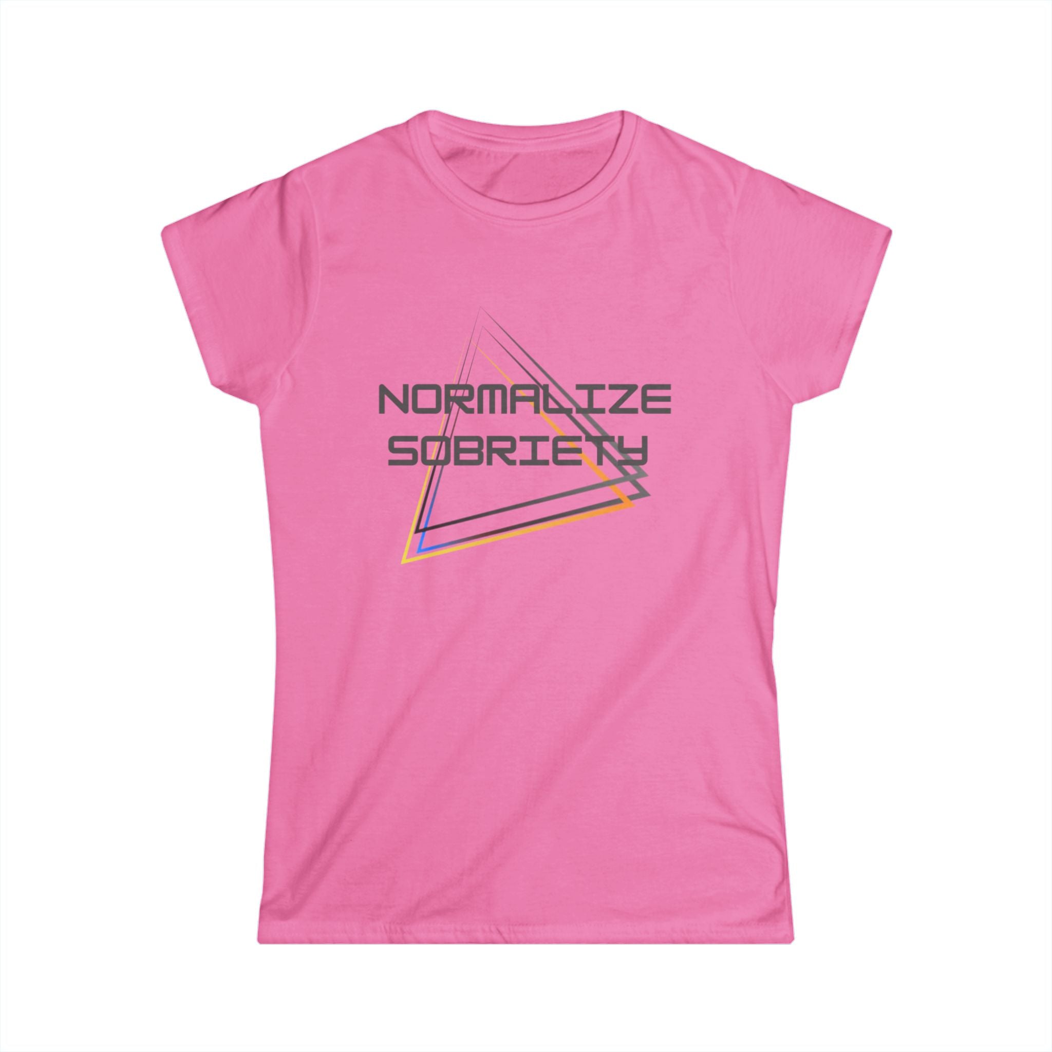 Normalize Sobriety Women's Tee — Retro Triangle Addiction Recovery Shirt