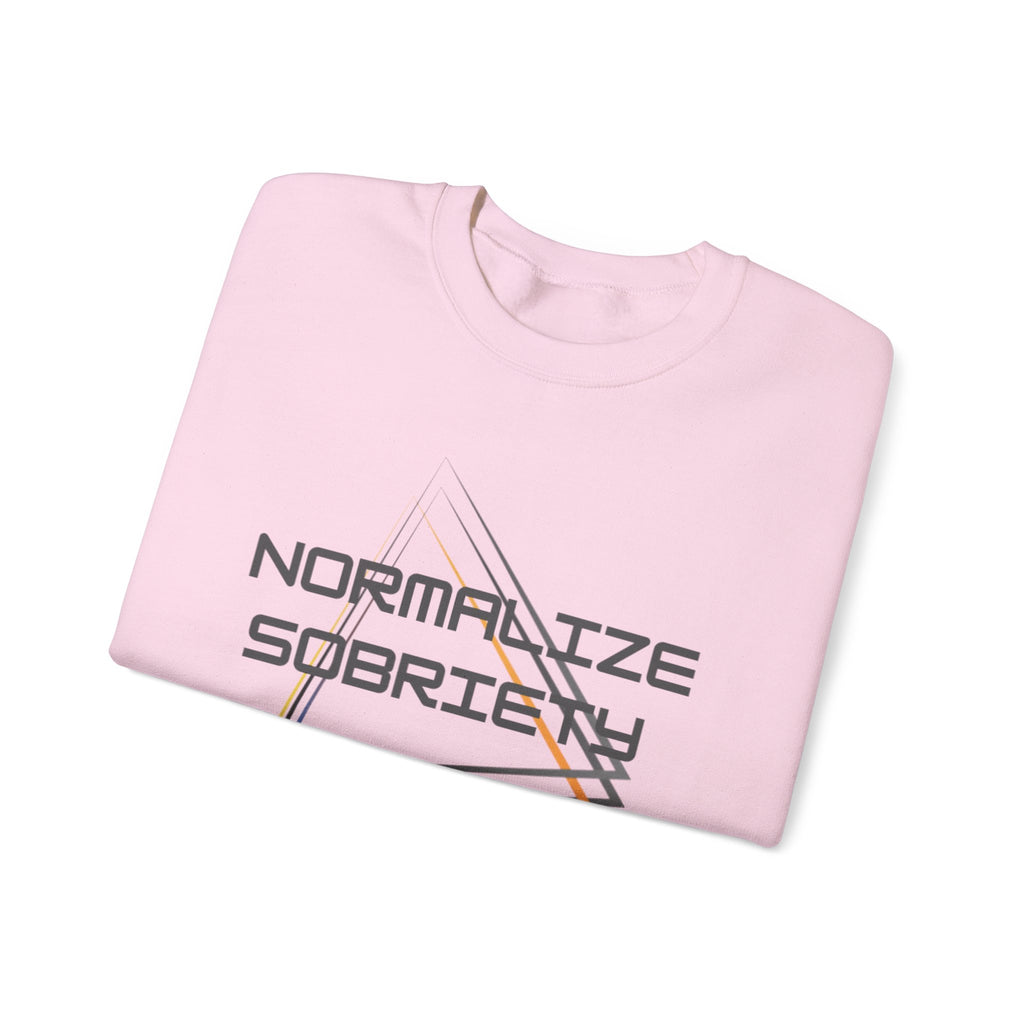 Normalize Sobriety Crewneck Sweatshirt — Retro Triangle Graphic