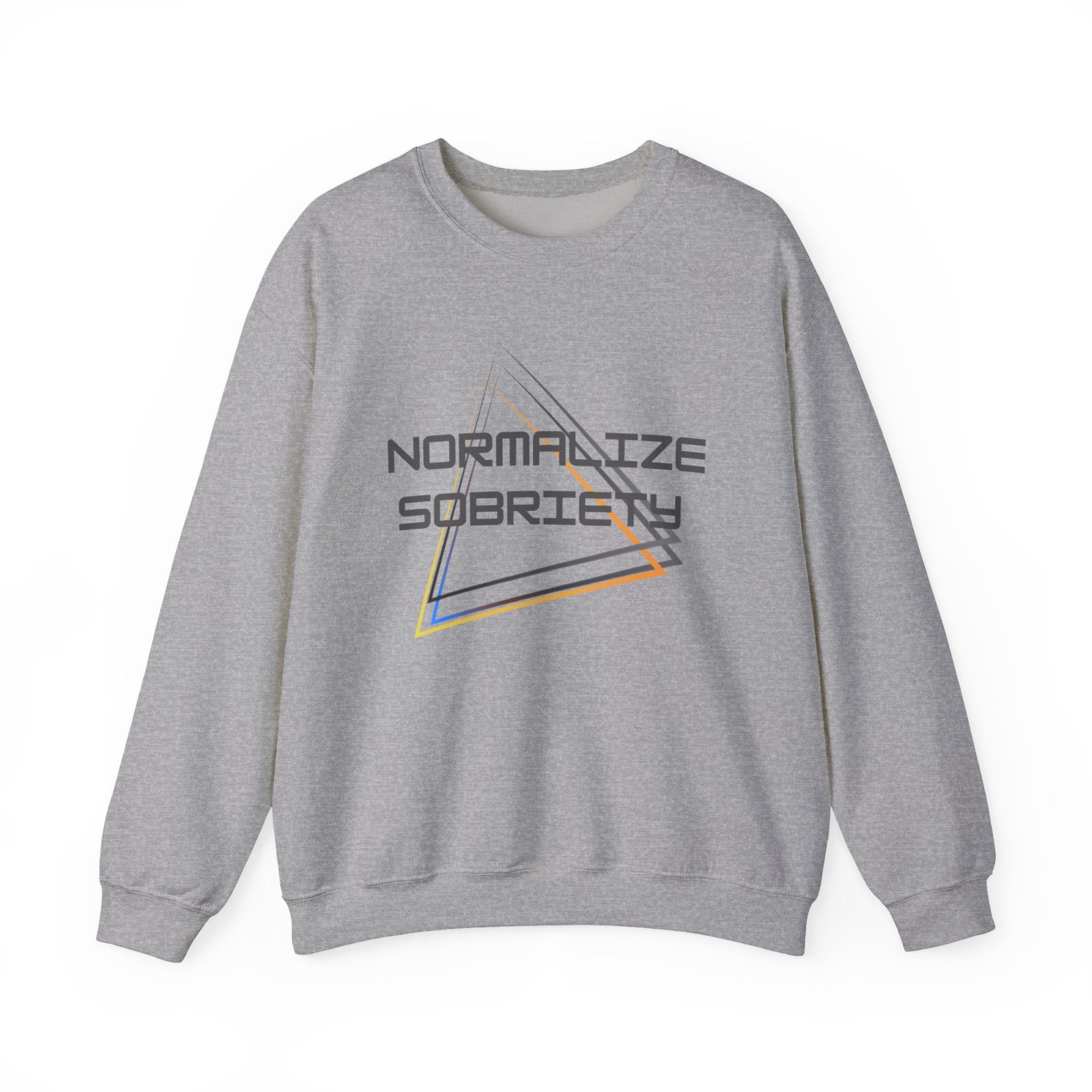 Normalize Sobriety Crewneck Sweatshirt — Retro Triangle Graphic
