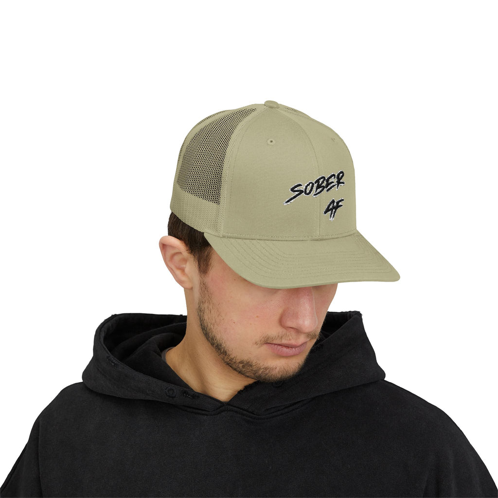 Sober AF Snapback Trucker Cap — Recovery Pride Mesh Hat