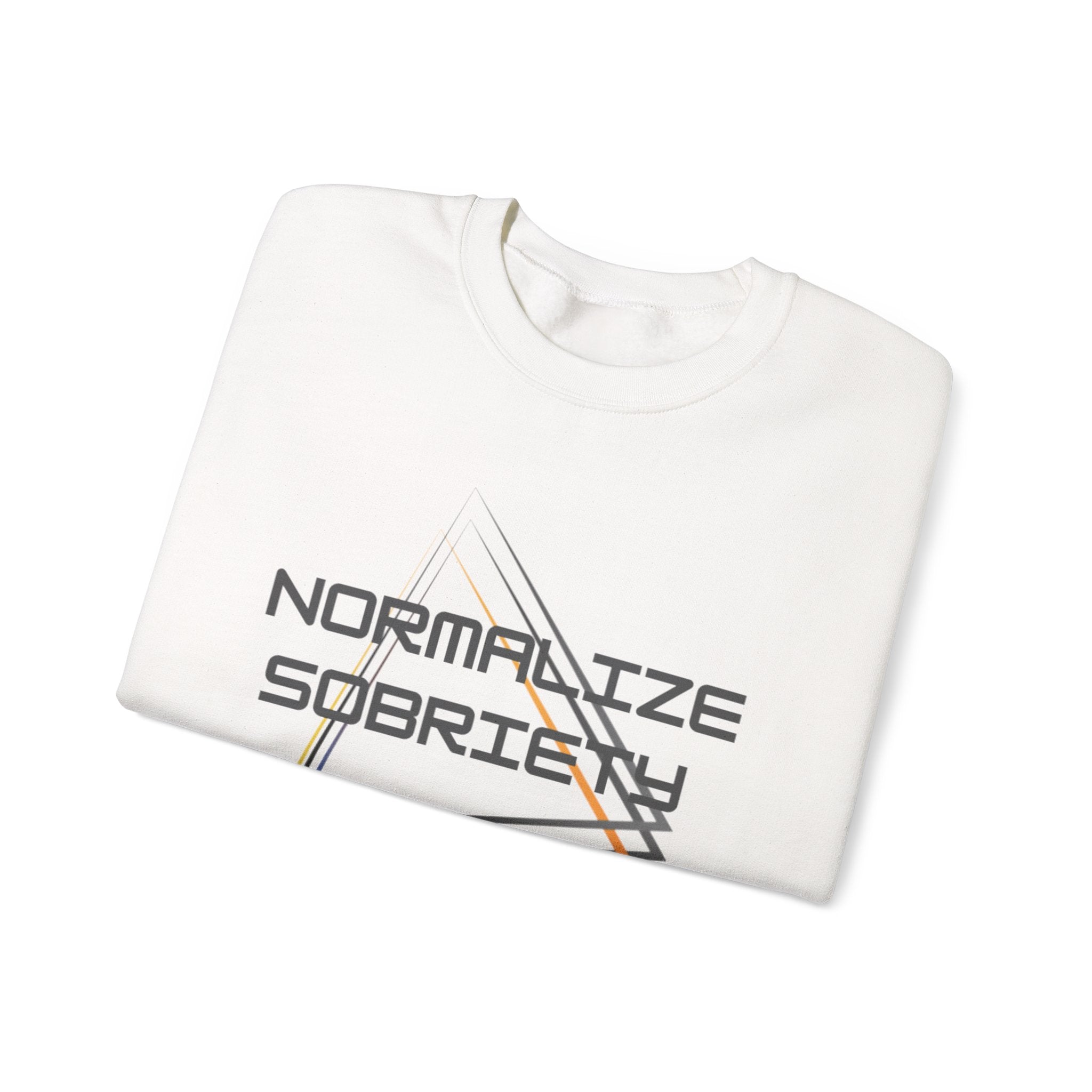 Normalize Sobriety Crewneck Sweatshirt — Retro Triangle Graphic