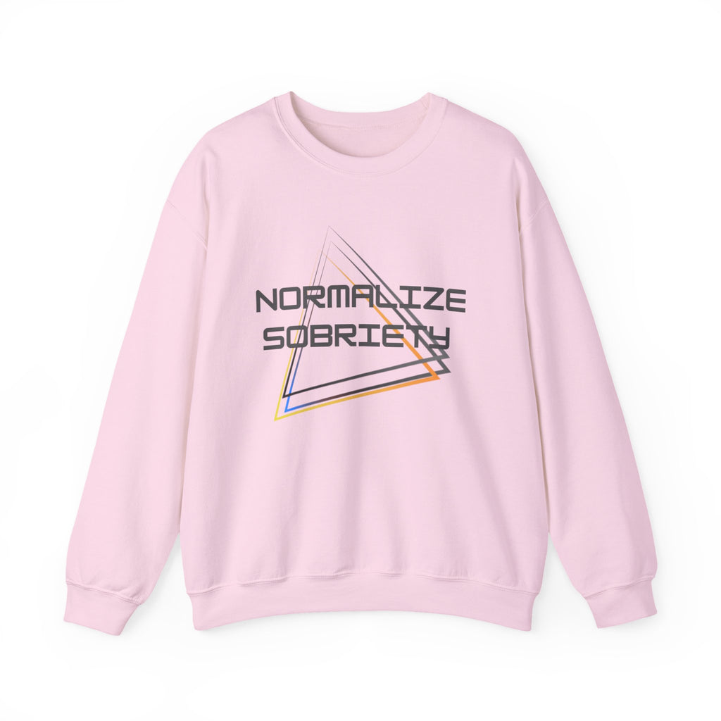 Normalize Sobriety Crewneck Sweatshirt — Retro Triangle Graphic