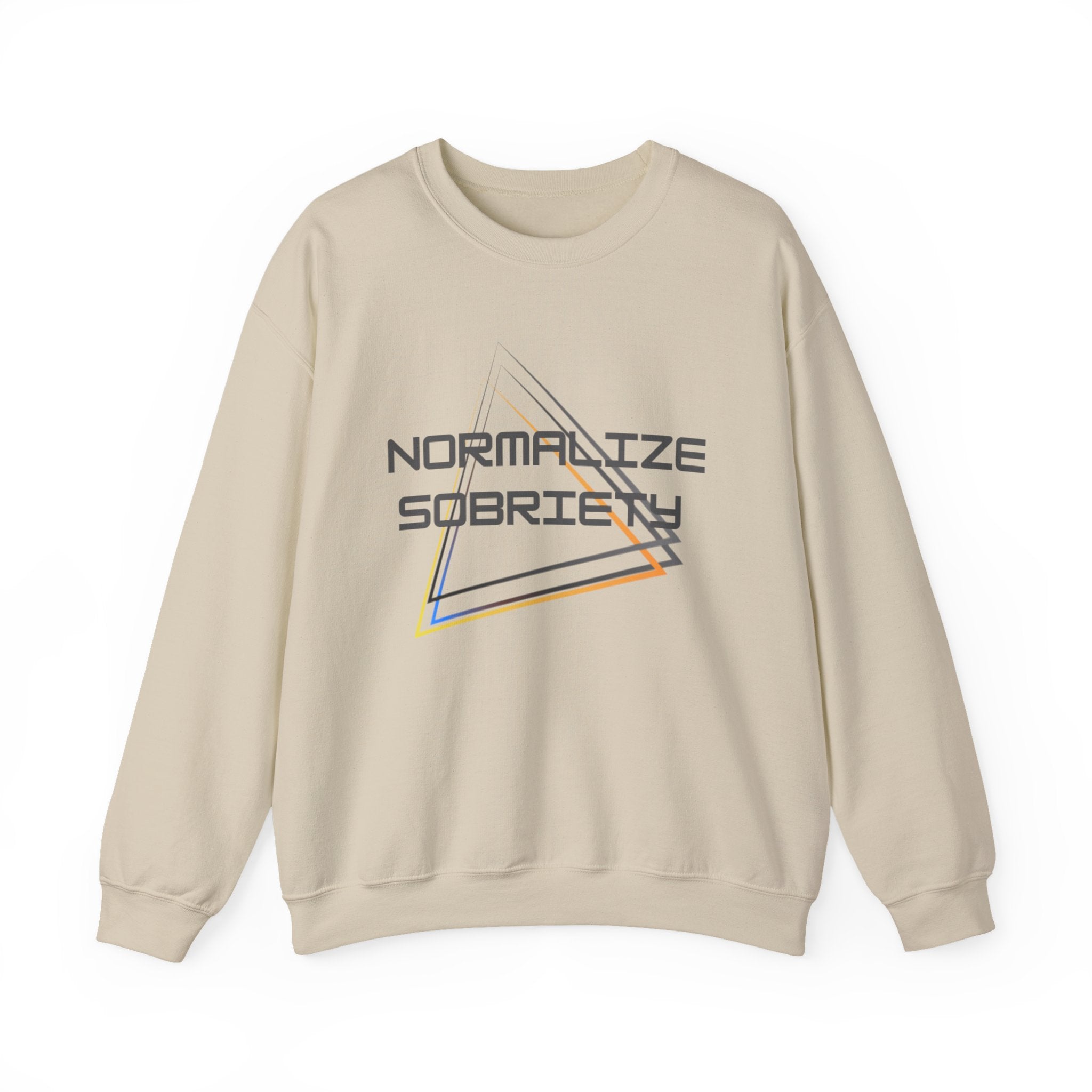 Normalize Sobriety Crewneck Sweatshirt — Retro Triangle Graphic