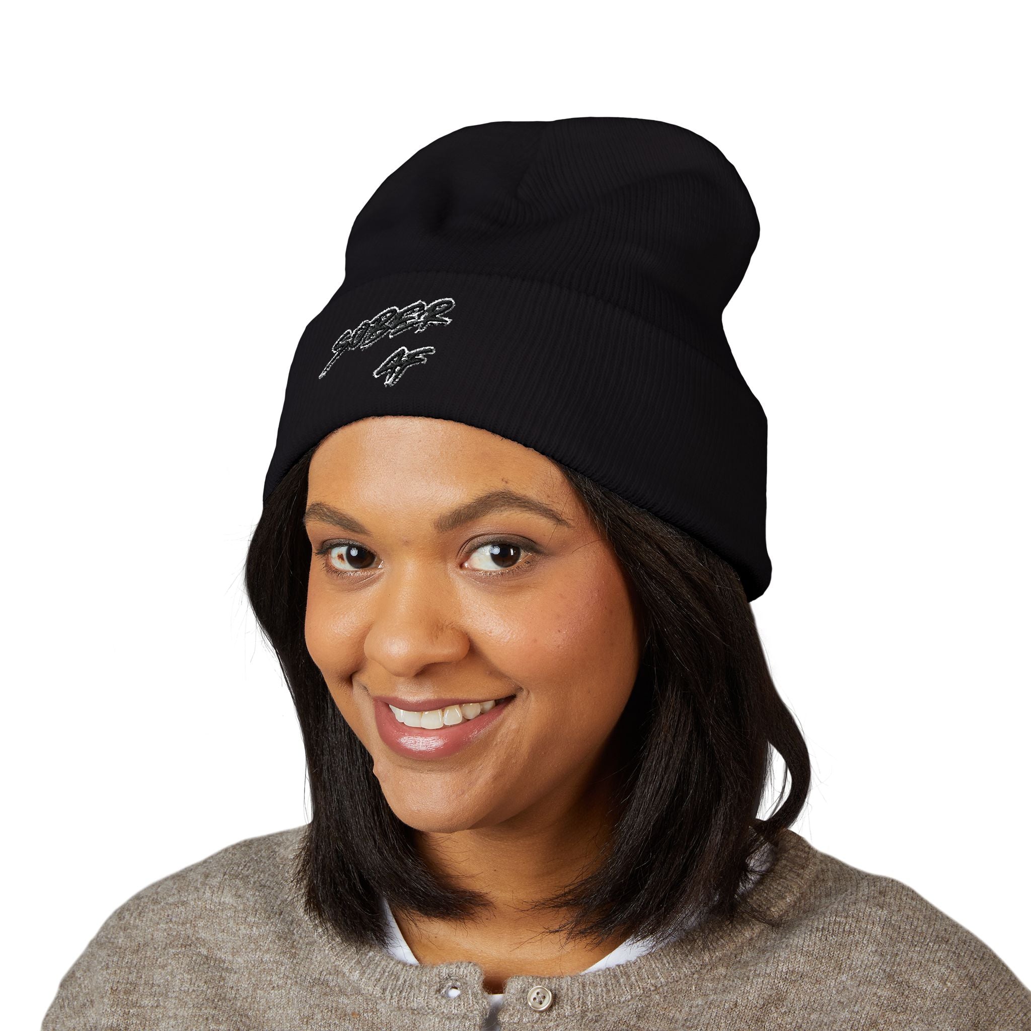 Sober AF Embroidered Cuffed Beanie